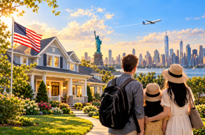 Family Arriving at Their New American Home